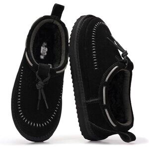 ⚡Women Black Suede Leather Fleece Lining Memory Foam Cushion Slip On Slippers